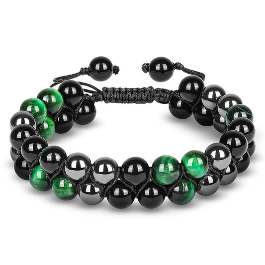 Green Tiger Eye Double Beaded Bracelet