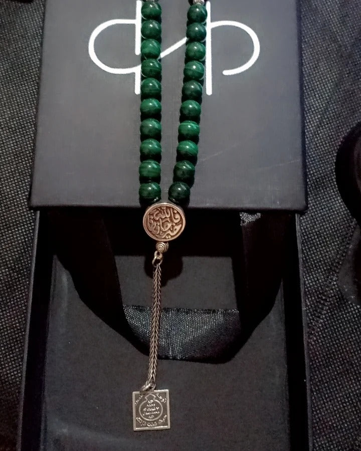 33 African Malachite Prayer Silver 925