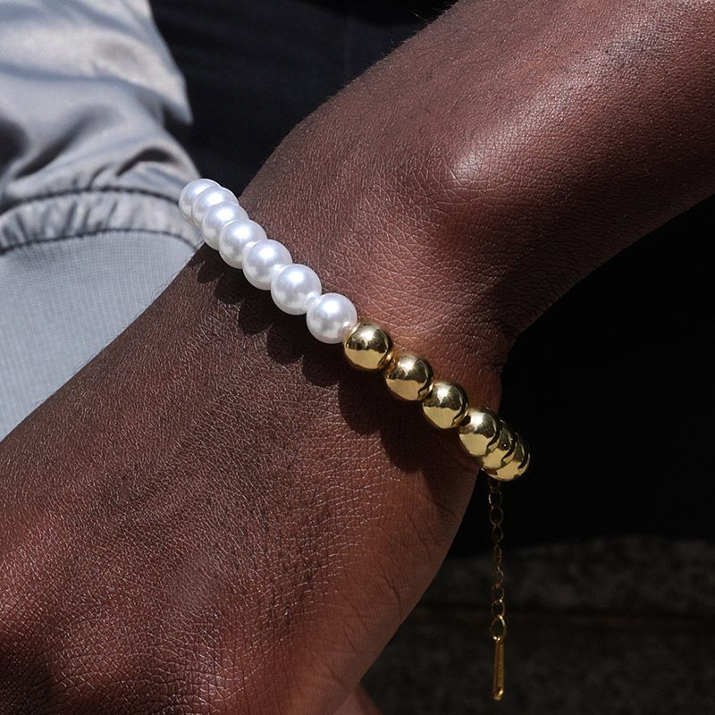 2 Pieces Half Natural Pearl & Half Natural Beads