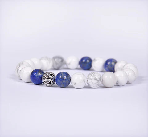 HOWLITE AND LAPIS BEADS BRACELET