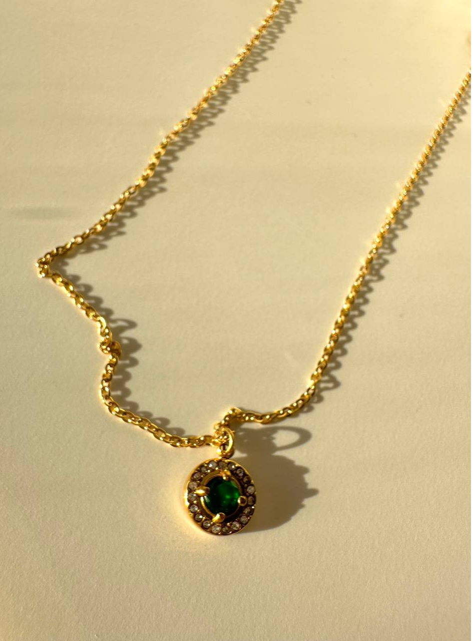 Emerald Necklace Gold Plated 14K