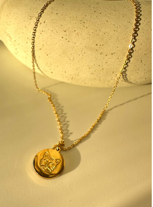 Cat Face Coin Necklace