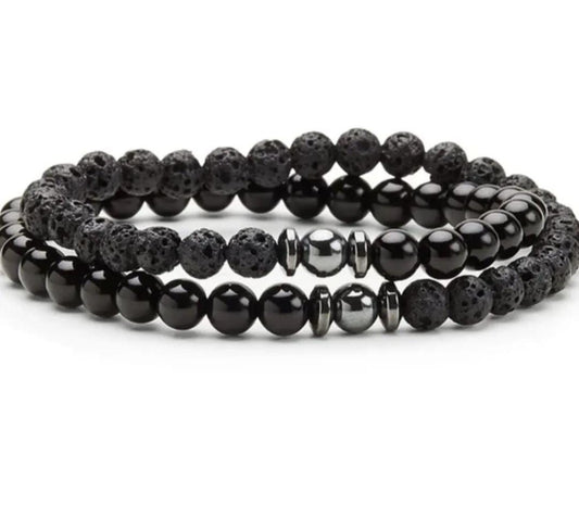 Double Beaded Lava & Onyx