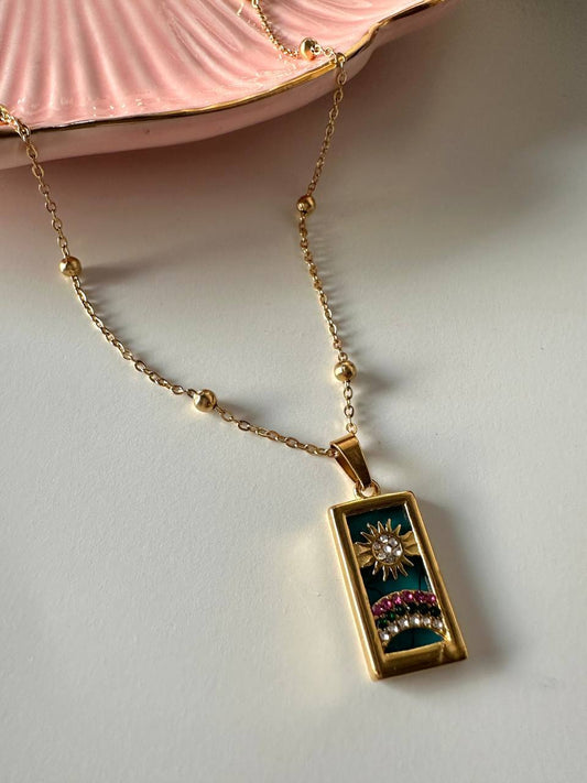 The Sun Luxury Tarot Necklace Gold Plated 14K