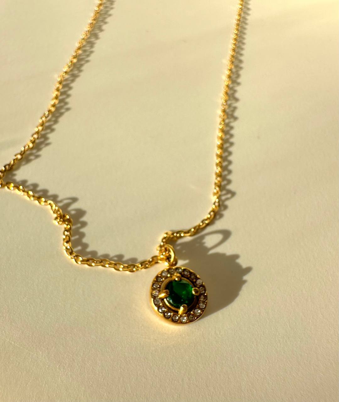 Emerald Necklace Gold Plated 14K