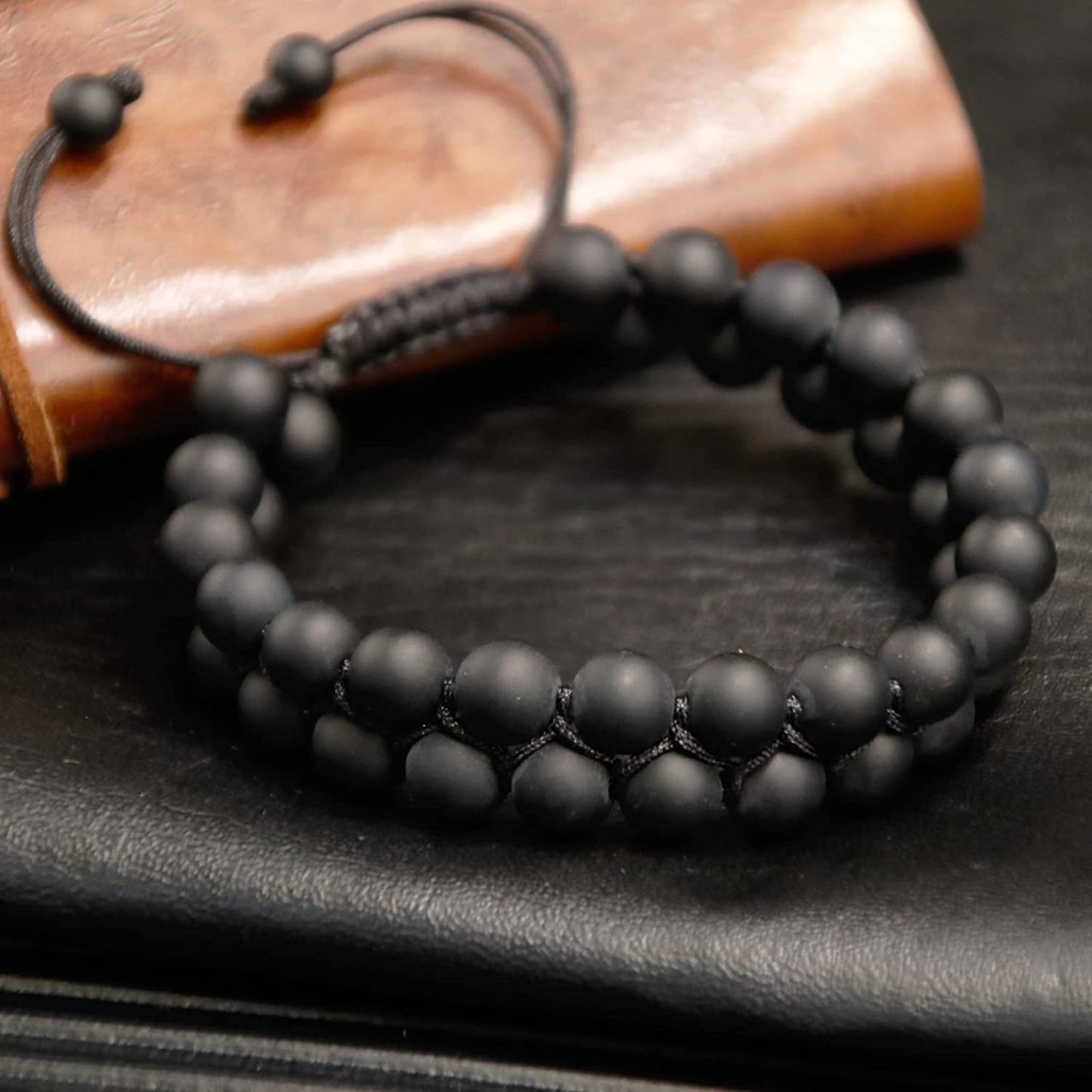 protective  Genuine Stone Black Onyx Beads Healing Bracelets