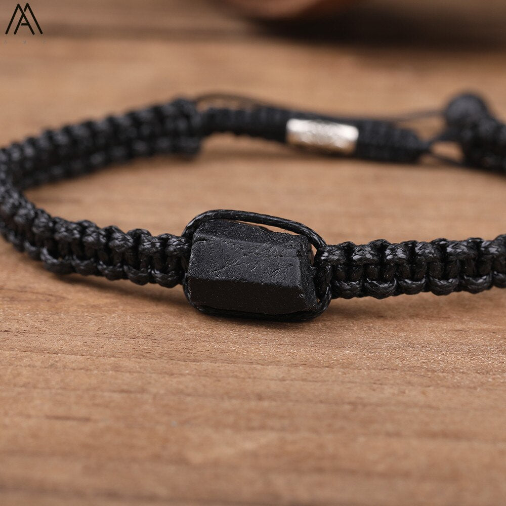 Natural Black Tourmaline Single Beads Woven