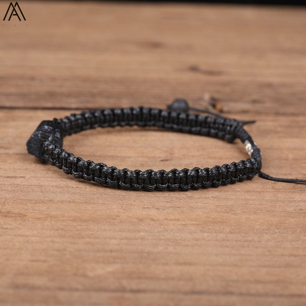 Natural Black Tourmaline Single Beads Woven