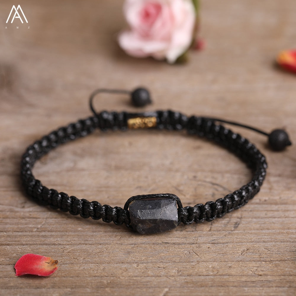 Natural Black Tourmaline Single Beads Woven