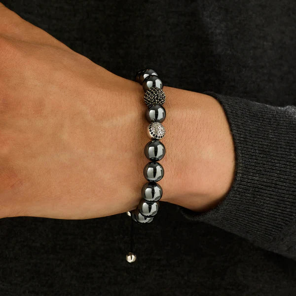 Hematite Beaded  Macrame Bracelet