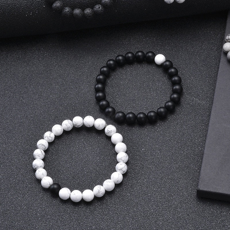 Howlite and Onyx Connection Bracelets